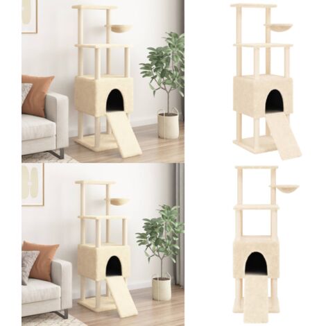 Albero per Gatti con Tiragraffi in Sisal Crema 153 cm - Albero per gatti in sisal - Albero per gatti con tiragraffi