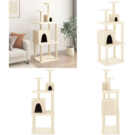 Albero per Gatti con Tiragraffi in Sisal Crema 167 cm - Albero per gatti con tiragraffi - Albero per gatti in sisal