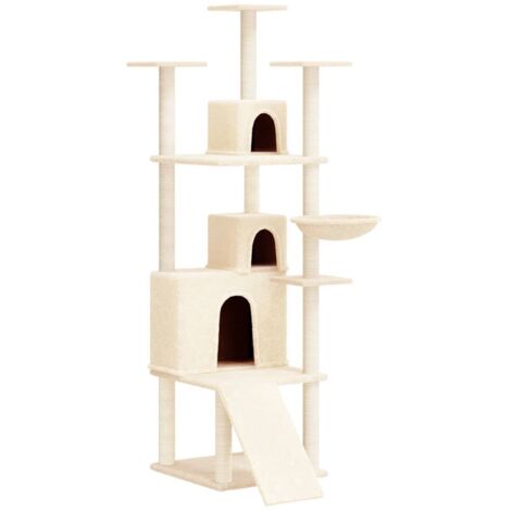 Albero per Gatti con Tiragraffi in Sisal Crema 175 cm vidaXL