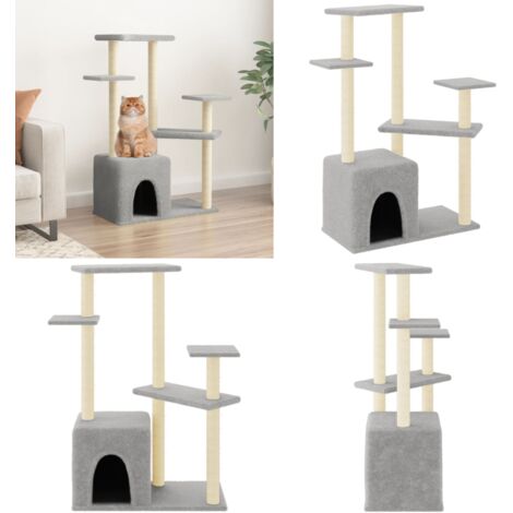 Albero per Gatti con Tiragraffi in Sisal Grigio Chiaro 107,5 cm - Albero per gatti con tiragraffi - Albero per gatti in sisal