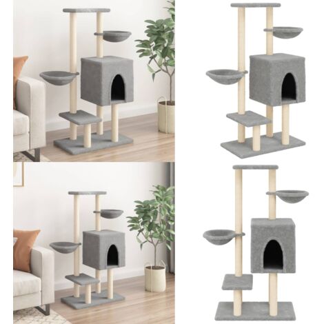Albero per Gatti con Tiragraffi in Sisal Grigio Chiaro 117 cm - Albero per gatti con tiragraffi - Albero per gatti in sisal