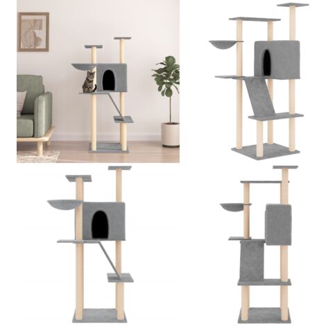 Albero per Gatti con Tiragraffi in Sisal Grigio Chiaro 143 cm - Albero per gatti con tiragraffi - Albero per gatti in sisal