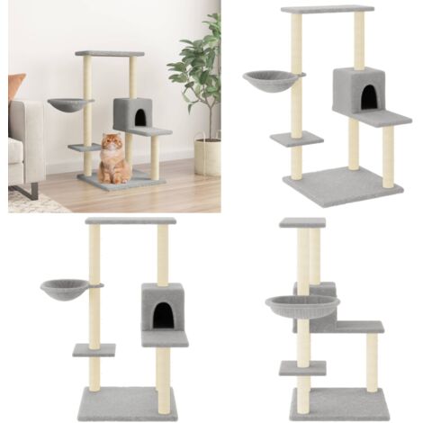 Albero per Gatti con Tiragraffi in Sisal Grigio Chiaro 95 cm - Albero per gatti con tiragraffi - Albero per gatti in sisal