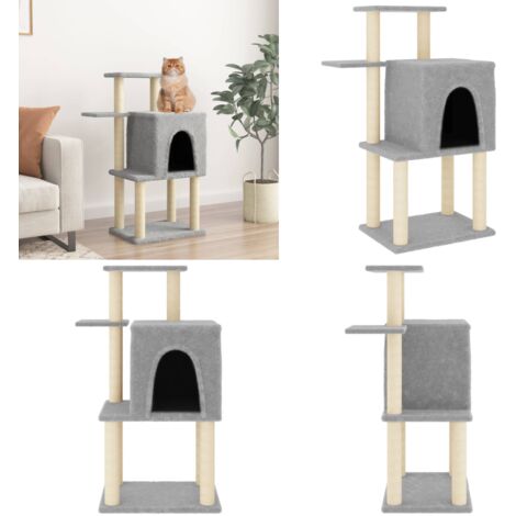 Albero per Gatti con Tiragraffi in Sisal Grigio Chiaro 97 cm - Albero per gatti con tiragraffi - Albero per gatti in sisal