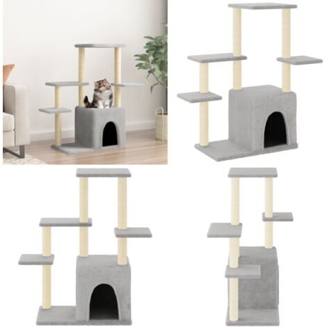 Albero per Gatti con Tiragraffi in Sisal Grigio Chiaro 97,5 cm - Albero per gatti in sisal - Albero per gatti con tiragraffi