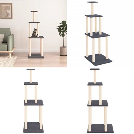 Albero per Gatti con Tiragraffi in Sisal Grigio Scuro 149 cm - Albero per gatti con tiragraffi - Albero per gatti in sisal