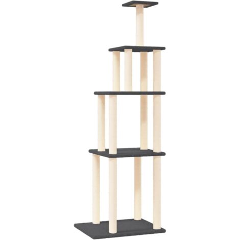 Albero per Gatti con Tiragraffi in Sisal Grigio Scuro 183 cm vidaXL