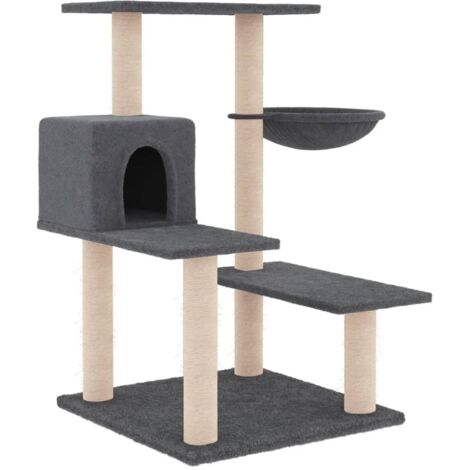 Albero per Gatti con Tiragraffi in Sisal Grigio Scuro 82,5 cm vidaXL