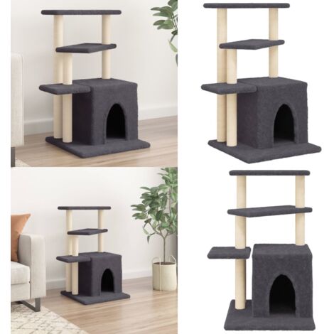 Albero per Gatti con Tiragraffi in Sisal Grigio Scuro 83,5 cm - Albero per gatti in sisal - Albero per gatti con tiragraffi