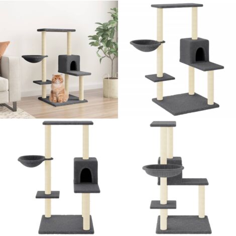 Albero per Gatti con Tiragraffi in Sisal Grigio Scuro 95 cm - Albero per gatti in sisal - Albero per gatti con tiragraffi