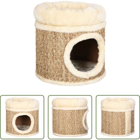 Albero per gatti -  Cuccia per Gatti con Cuscino Lusso 33 cm in Giunco