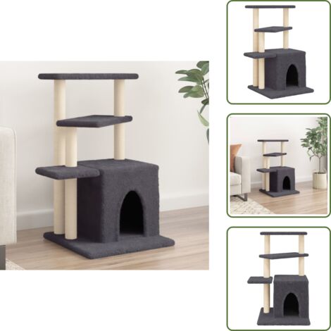Albero per gatti grigio scuro - vidaXL Albero per Gatti con Tiragraffi in Sisal Grigio Scuro 83,5 cm -