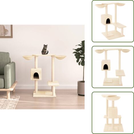 Albero per gatti in legno - vidaXL Albero per Gatti con Tiragraffi Crema 82 cm -