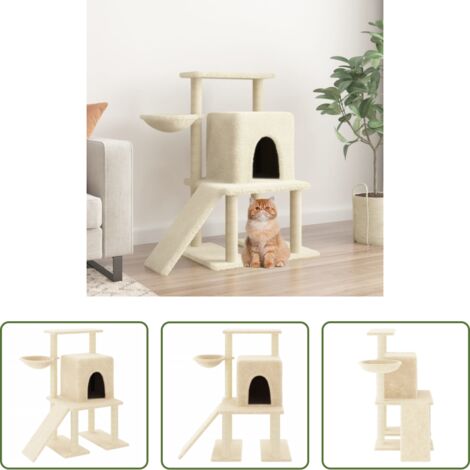 Albero per gatti in sisal -  Albero per Gatti con Tiragraffi in Sisal Crema 96,5 cm