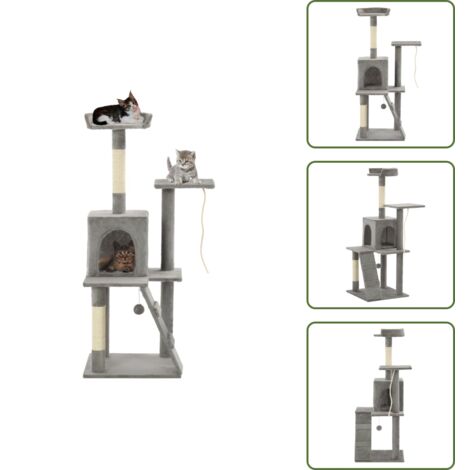 Albero per gatti in sisal - vidaXL Albero per Gatti con Tiragraffi in Sisal 120 cm Grigio - Albero per gatti con casetta