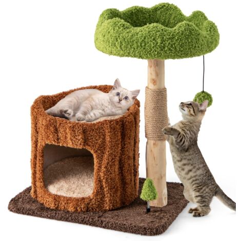 Albero per gatti multifunzionale con pali per graffiare, Torre per gatti moderna con piattaforma rotonda ampia