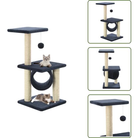 Albero per gatti per gattini - vidaXL Albero per Gatti con Tiragraffi in Sisal 65 cm Blu Scuro - Albero per gatti con pallina