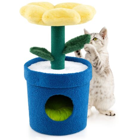 Albero per gatti per interni con posatoio a forma di fiore, Centro di attività versatile per animali domestici Giallo