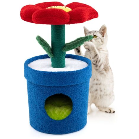 Albero per gatti per interni con posatoio a forma di fiore, Centro di attività versatile per animali domestici Rosso