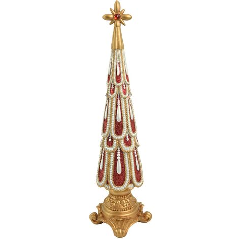 Albero resina oro rosso cm 13,5x13h58,5