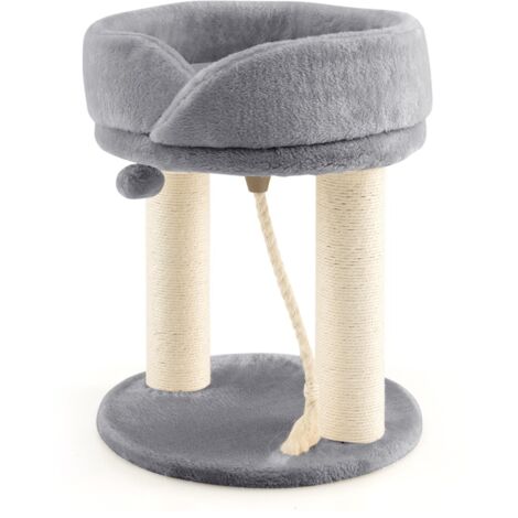 Albero tiragraffi 4 in 1 con piattaforma di osservazione morbida base imbottita, Torre in Sisal naturale Grigio