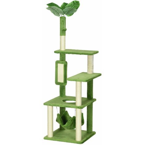 Albero Tiragraffi 49x49x142 cm con Amaca Pallina in Sisal Verde