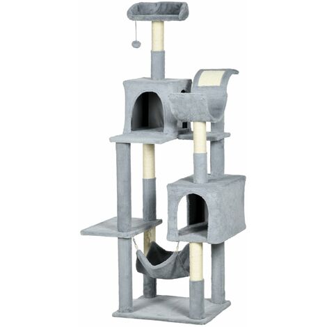 Albero Tiragraffi 55x49x177 cm con 2 Casette Grigio e Bianco