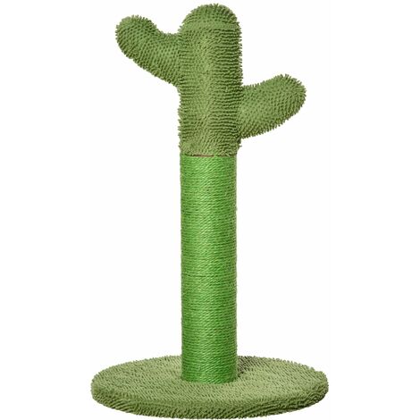 Albero Tiragraffi a Cactus per Gatti 40x40x65 cm in Corda Sisal Verde