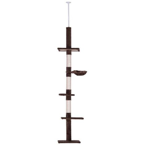 ALBERO TIRAGRAFFI MULTILIVELLO A SOFFITTO CON AMACA E ALTEZZA REGOLABILE. 40X34X230-260CM. MARRONE