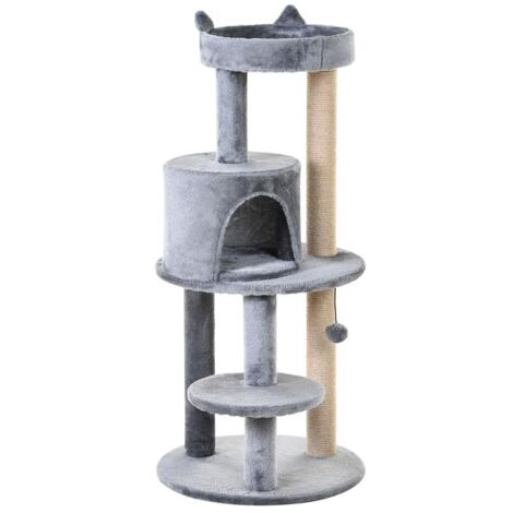 ALBERO TIRAGRAFFI PER 1-2 GATTI DI 4.5KG CON 3 LIVELLI GRIGIO 48X48X104CM