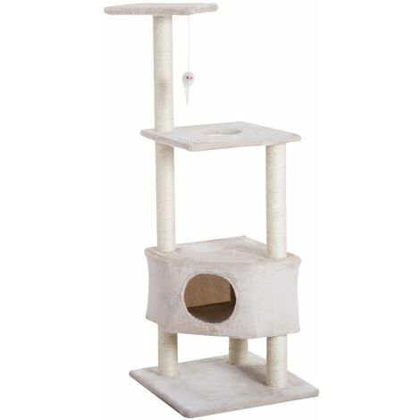 Albero Tiragraffi Per Gatti 3 Livelli Crema 49x48x130 Cm Riotti