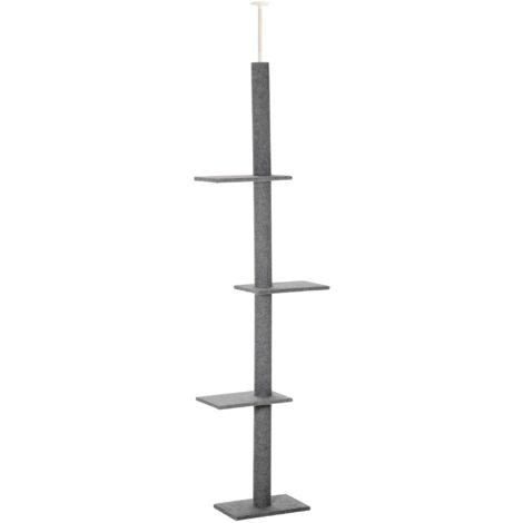 Albero Tiragraffi per Gatti a Soffitto 4 Livelli 43x27x228-260cm Altezza Regolabile Grigio