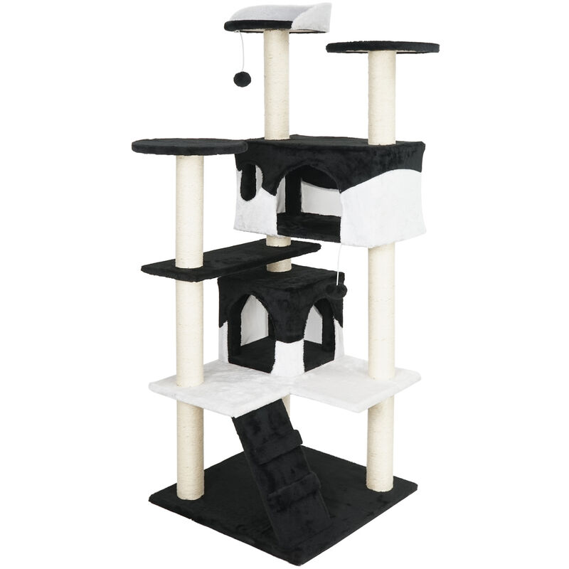 Albero tiragraffi per gatti bianco/nero 130cm Albero per arrampicarsi Tiragraffi Gatto