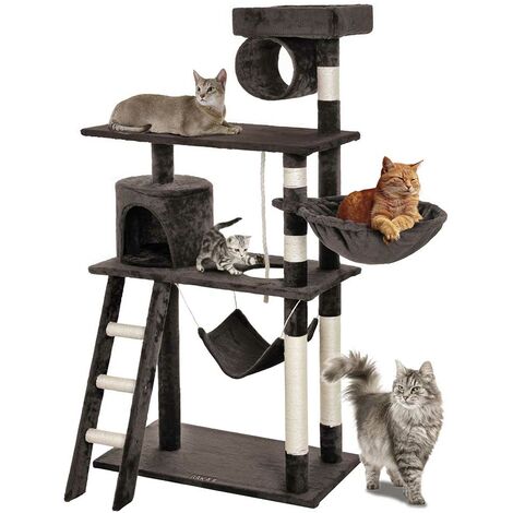 Albero Tiragraffi per Gatti Parco Giochi Cuccia Graffiatoio gatto 142cm Brown