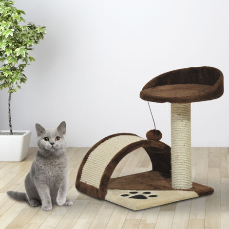 Albero Tiragraffi per Gatti per Gioco e Relax 36x36x44 cm Marrone