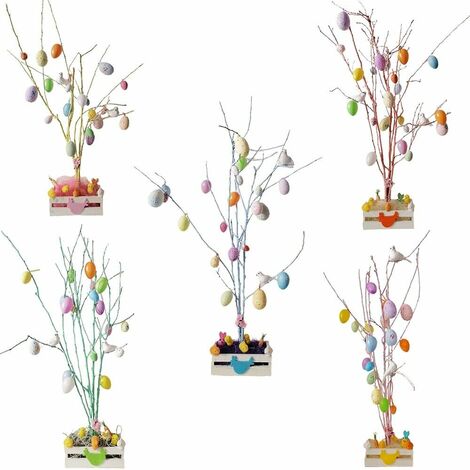 Albero uova di Pasqua con addobbi pasquali coniglio pulcino colomba ramo decoro per casa ornamenti vetrina negozio - colorigenerali: ROSA