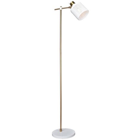 ALBERTA, METAL FLOOR LAMP, E27 1XMAX 9W, WHITE, GOLD, WITH F