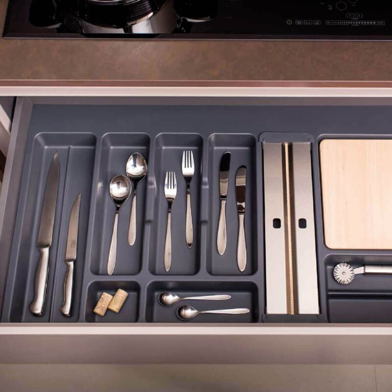 Range-couverts Alberti M120 Gris - alberti - Range-couverts adaptable en plastique anthracite