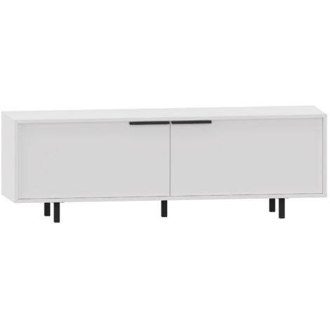 Alberto Meuble TV 150 cm avec 2 portes à rabat en blanc