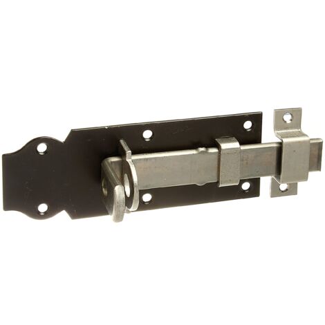 Alberts 116088 Catenaccio, diritto, con maniglia piatta e guida asta fissata, zincato blu, piastra verniciata nera, piastra 140 x 52 mm