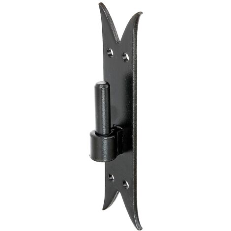 Alberts 306717 Cardine su piastra, gancio DI, estremità a coda di rondine, vernice ad immersione nera, entrata Ø14 mm, piastra 205 x 45 mm