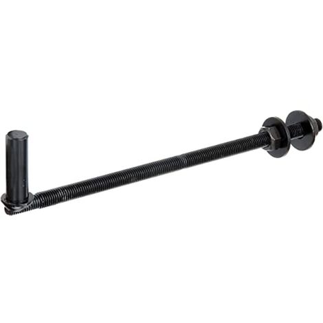 Alberts 306861 Cardine ad avvitare, gancio a J, per pali, vernice ad immersione nera, entrata Ø16 mm, lunghezza 290 mm