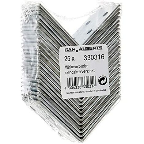 Alberts 330316 Squadretta di giunzione, zincata con procedimento Sendzimir, 50 x 50 x 40 mm / 25 pz