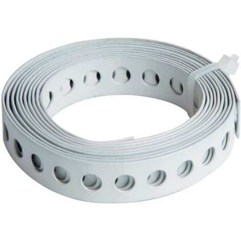 Alberts 334116 Nastro forato, con o senza box di srotolamento, rivestito in plastica bianca, larghezza 12 mm, lunghezza 1,5 m