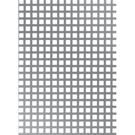 Alberts 467142 Lamiera forata, perforazione quadrata, alluminio, anodizzato argento, 250 x 500 x 0,8 mm