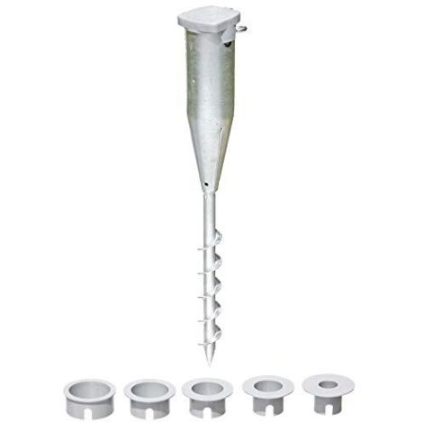 Alberts 610227 Portapalo da avvitare nel terreno per pali tubolari, zincata a caldo, Lunghezza 570 mm
