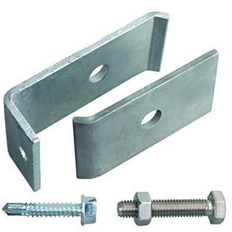Alberts 672829 Set di fissaggio per griglie di rete, per il fissaggio su muri o pali, zincato a caldo