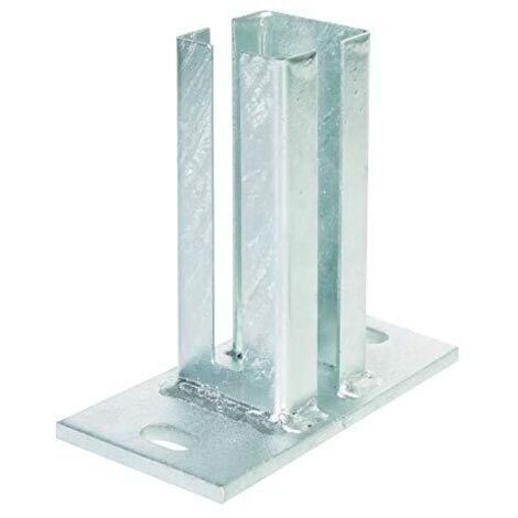 Alberts 685423 Staffa portapalo per pali angolari per griglie a barra doppia, da avvitare, zincata a caldo, piastra 150 x 80 mm, per pali 60 x 40 mm