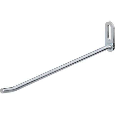 Alberts 805647 Gancio con piastra forata, angolato, zincato blu, profondità gancio 200 mm, tondino d’acciaio Ø7 mm