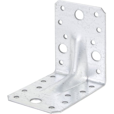 Alberts 846657 Équerre renforcée, galvanisée Sendzimir, 90 x 90 x 65 mm, Set de 25 pièces